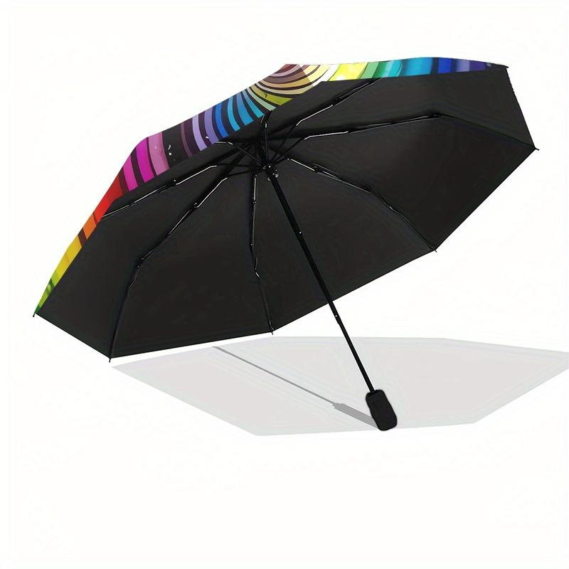Regenbogen-Kugel Automatischer Faltregenschirm 8 Rippen, Stabiler Eisenrahmen, Helles Farbmuster Kompakter Reise-Regenschirm, Geeignet für Outdoor, B