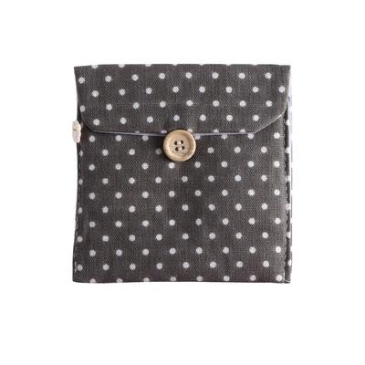 Women's Polka Dot Cotton Sanitary Pouch Menstrual Napkin Holder Compact Secret Purse for Travel Makeup Jewelry Change Credit