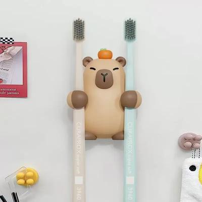 Multi-functional Capybara Cartoon Silicone Toothbrush Holder Storage Rack Tooth Brush Dispenser Bathroom Organizer Birthday Gift