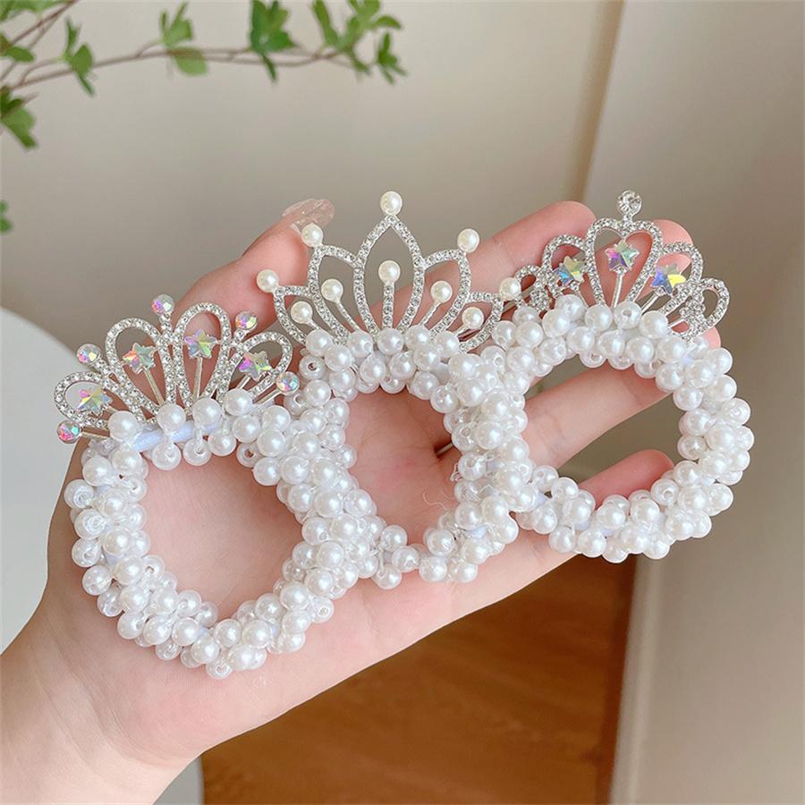Kristall Kinder Stirnband Kopfschmuck Prinzessin Perle Haarnadel Krone Blumenmädchen Haargummi Haarreif Haaraccessoires