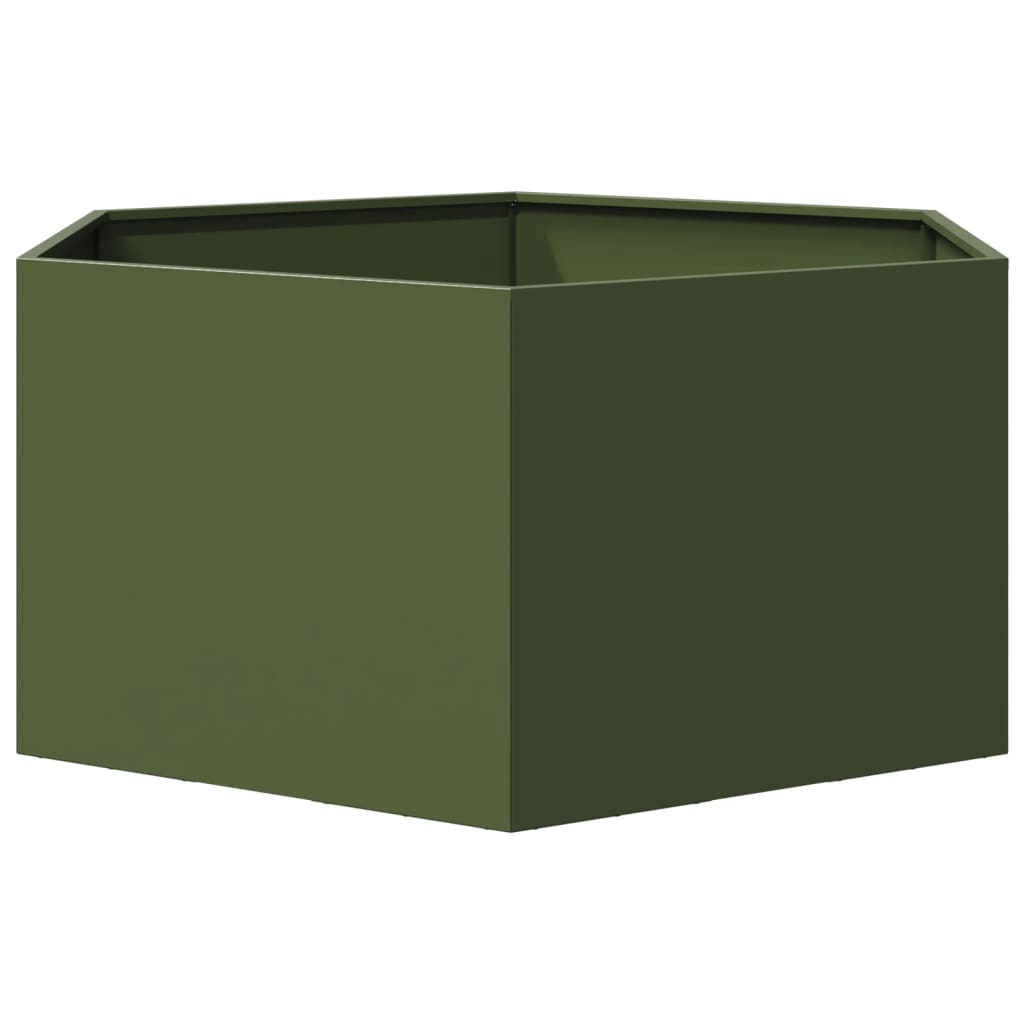 Olive Green Hexagonal Planter 104x90x45 Cm Steel