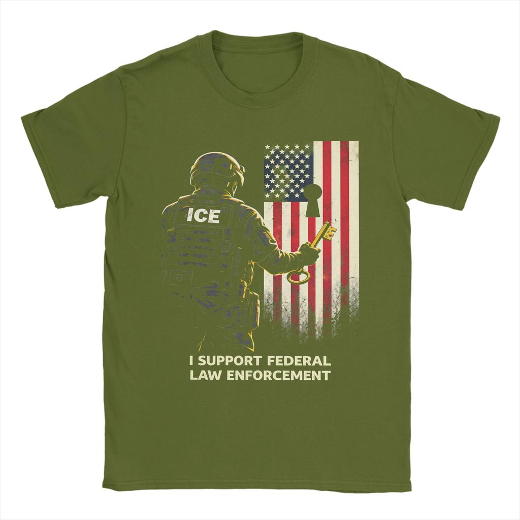 Summer ICE Agent I Federal Law Enforcement Popular T Shirts  Cotton Tee Shirt for Men Aesthetic Design Short Sleeve Tops