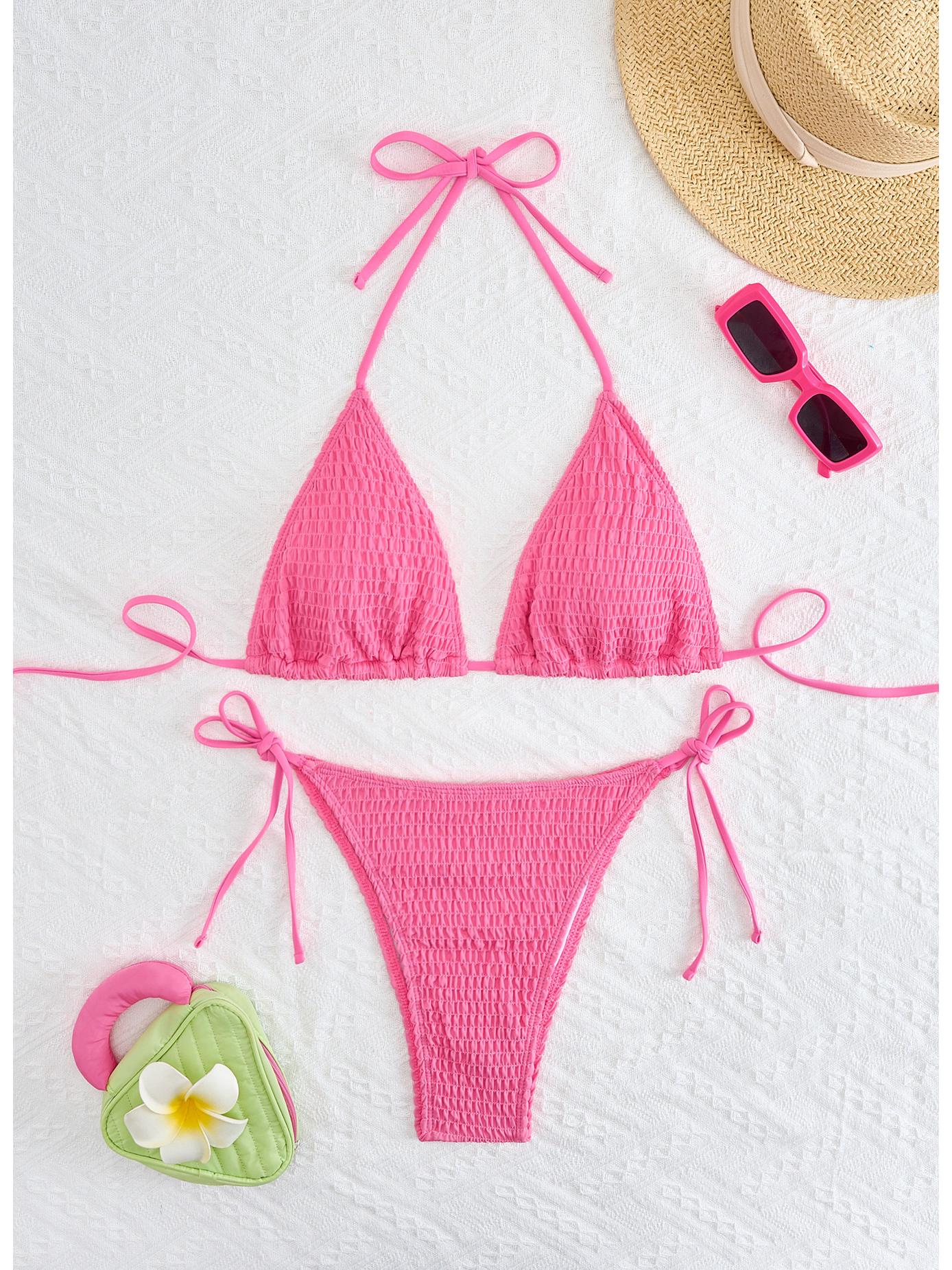 

2025 Европейский и американский многоцветный купальник бикини треугольной формы с завязками для женщин M