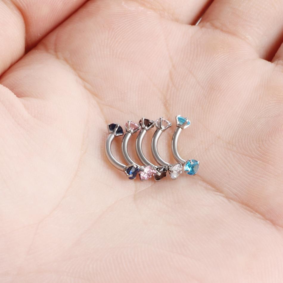 1 Stück Stahl Kristall Edelstein Augenbrauenring Tragus Helix Rook Ohrring Piercings Gebogener Bananenpiercing Lippen Helix Ringe Schmuck 16G