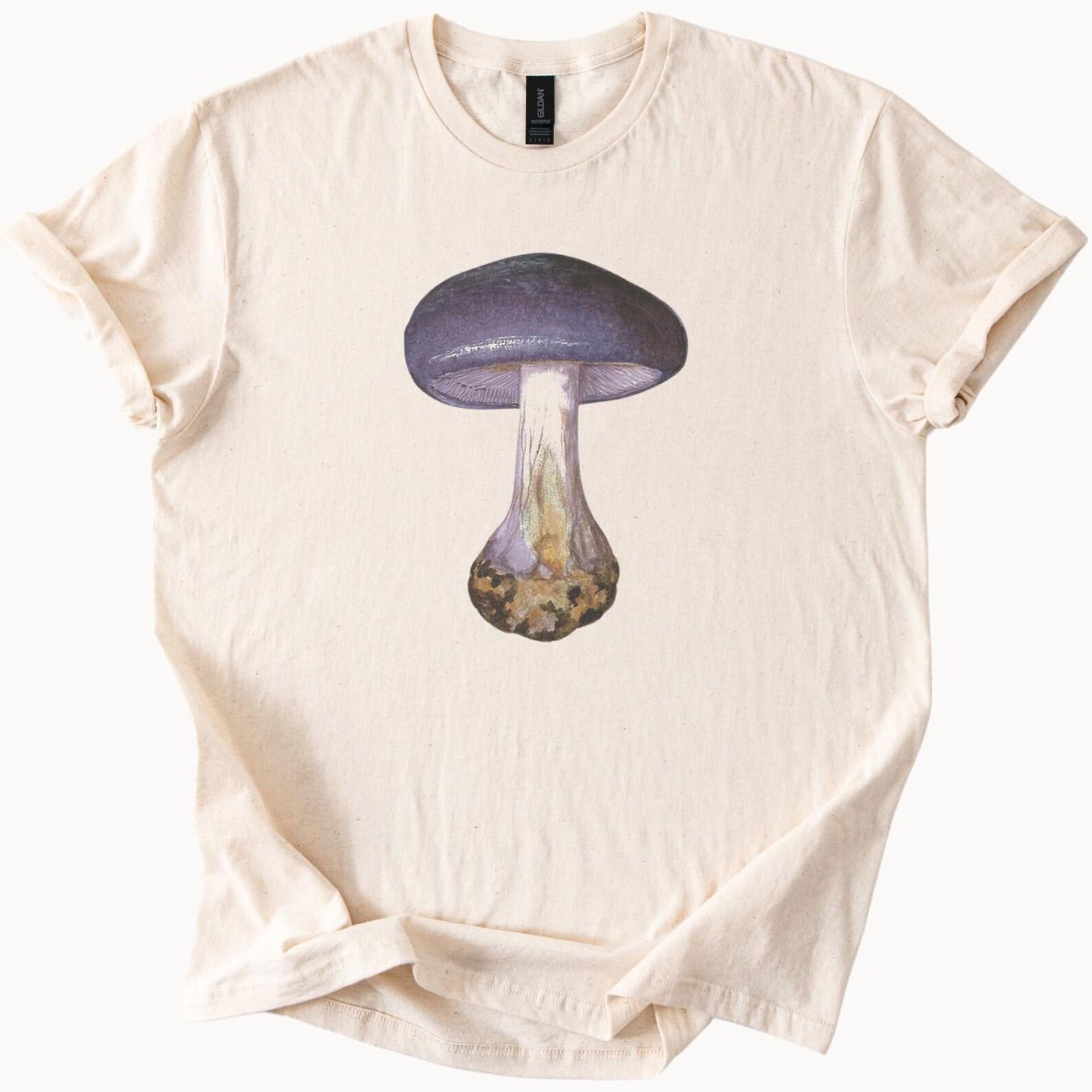 Purple Mushroom Graphic Shirt Nature Fungi Illustration Tee Botanical Art T Shirt Mushroom Lover Gift Unique Forest Mushroom Top 100