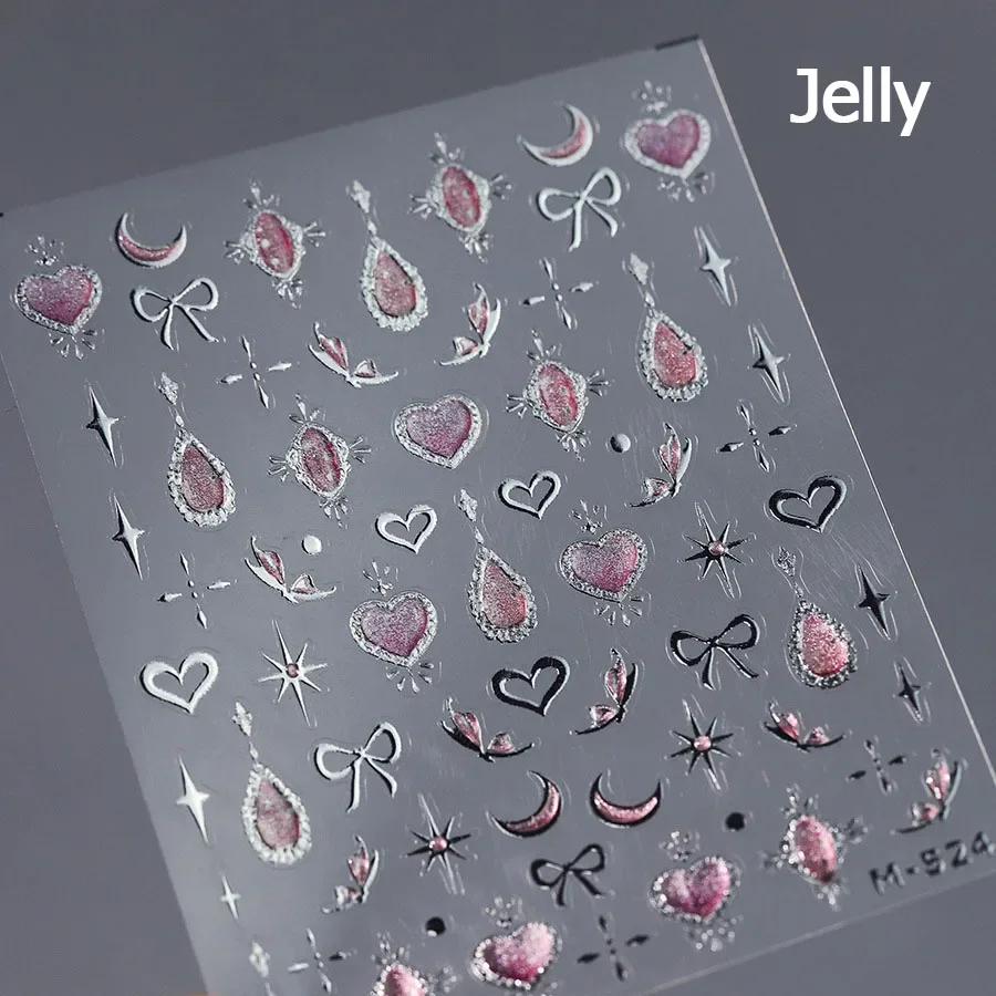 5D Bronzing Star Nail Art Stickers 1pcs Luxury Diamond Gold Sliver Laser Pentacle Self Adhesive Nail Decorations Slider Decals