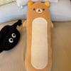 Rilakkuma Long Body Hugging Pillow - Soft Fluffy Cylindrical Brown Bear Bolster Plush Cushion For Bedroom Sofa Decor Gift