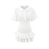 Women's Casual Polo Style Ruffle Dress with Drop Shoulder Sleeves - 2025 Fashion Trend