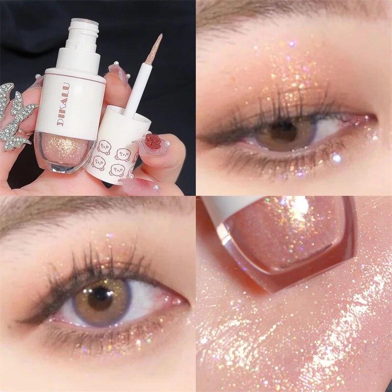 DIKALU Orso Palla da Bowling A Lacrima Ombretto Liquido Trucco Occhi Palpebra Inferiore Perla Super Scintillante Glitter Polvere Fine Scintillante