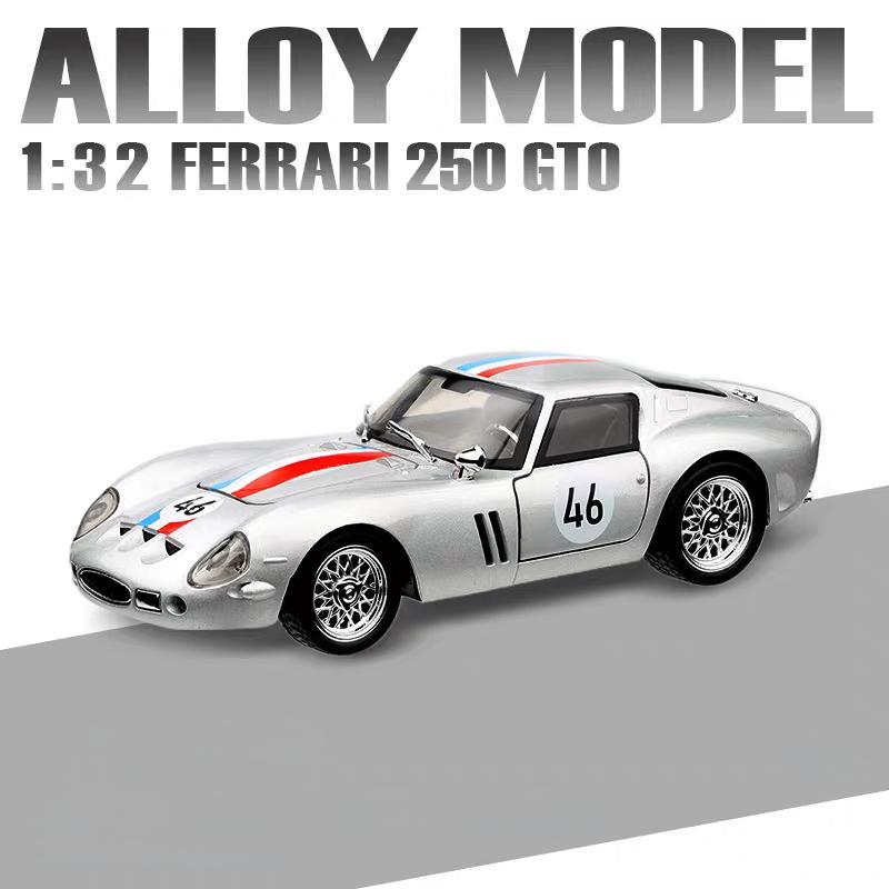 Ferrari 250 GTO 1962 Classic Supercar Simulation Diecast & Toy Vehicles Sounds & Light Pull Back Car 1:32 Alloy Model Birthday Gifts