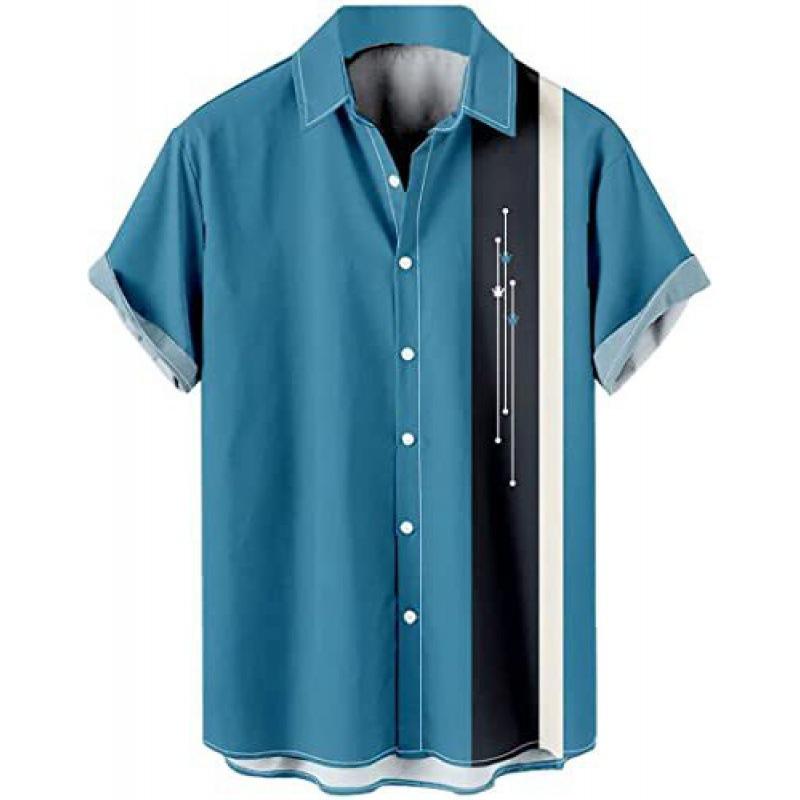 1116 New Hawaiian Beach Shirt Men's 1D Striped Digital Printing Men's Shirt