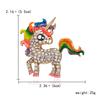 Vintage Rainbow Enamel Small Horse Brooches For Women Men Elegant Rhinestone Animal Horse Coat Lapel Pins Casual Party Jewelry