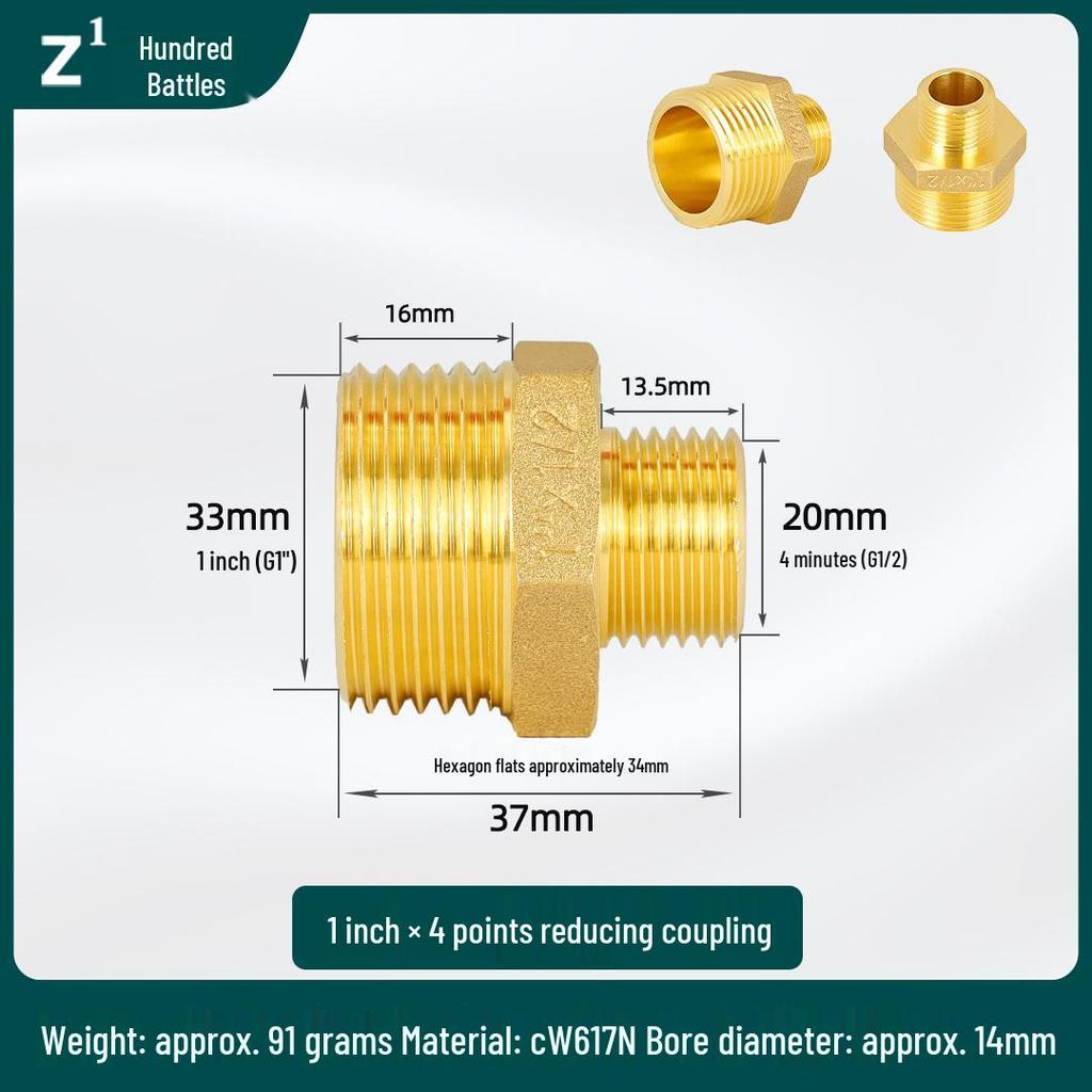 Copper Reducing Coupling and Tee Reducer Elbow, Female To Male Thread, 4 To 6 Points Conversion.