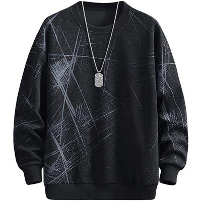 Autumn Long Loose Plus Sizes [ODFMCE] Men's Sweatshirt, Sleeve, Casual, Stylish, Fit, (JP, Alphabet, 2XL, Black)