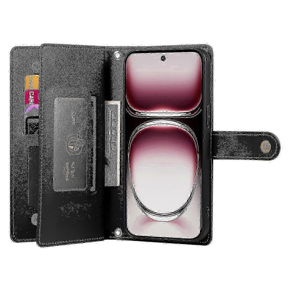 Phone Wallet for Oppo Reno12 5G with Leather Straps