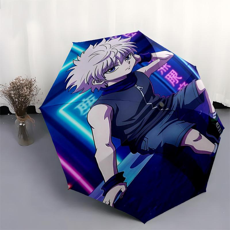 1pc Killua Inspired Automatic Folding Umbrella Portable 3-Fold Design with Iron Frame, Perfect for Outdoor Use, Festive Gifts, Travel, Daily Use, Suit