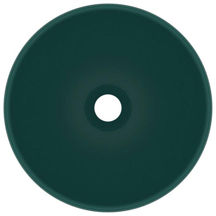VidaXL Lavabo Rond de Luxe de Salle de Bain Vasque à Poser de Toilette Lave-mains Salle Cosmétique Intérieur Vert Foncé Mat 146970