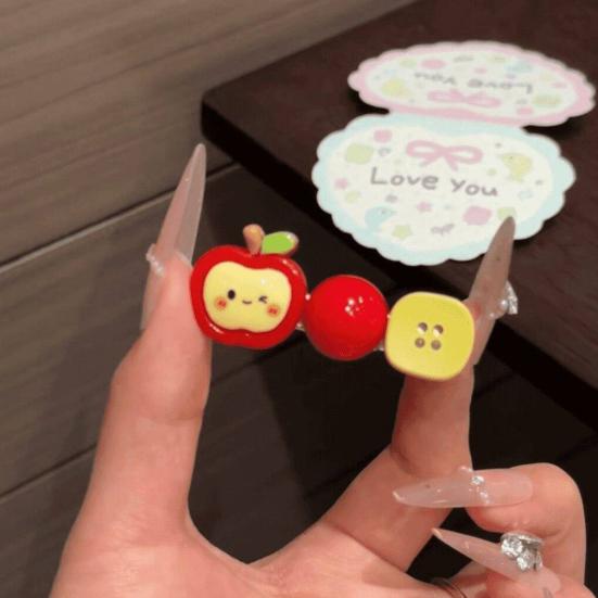 2Pcs Girl Hairpins Fruit Decor Stable Grip No Damage Bangs Side Clips Anti-slip Teeth Summer Color Hair Accessories