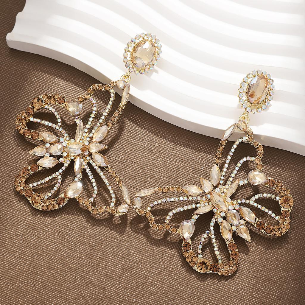 Vintage Butterfly Earrings With Rhinestones For Women Spring 2024 Fashion Jewelry