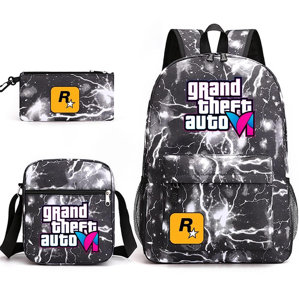 Grand Theft Auto Spel Merchandise Mode Student Schooltas Rugzak Schouder Etui 3-Delige Set