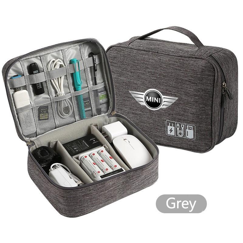 Car Storage Bag Zipper Data Line Charger Separate Storage Travel Bag For BMW MINI Cooper One JCW F54 F55 F56 F57 F60 R50 sticker x5