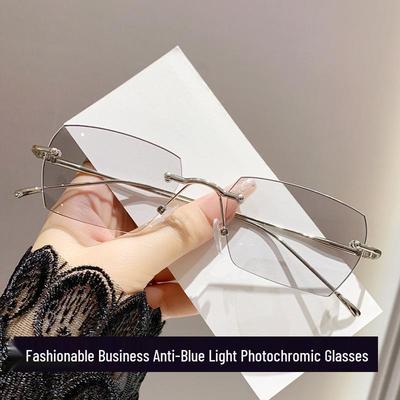 Color-Changing Anti-Blue Light Frameless Photochromic Myopia Glasses for Men & Women