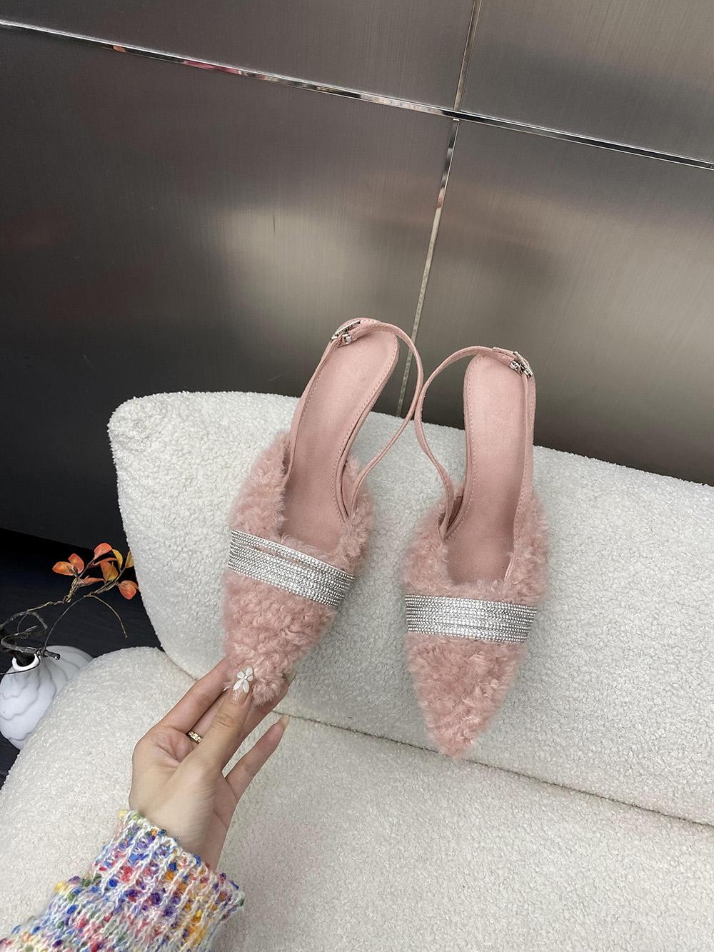 

fashion Fashion Women Sandals Pointed Toe Summer Dress Shoes Thin High Heels Rhinestone Chain Party Back Strap Pink Black White Elegant 245 розовый