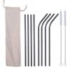 10 Pcs Metal Reusable 304 Stainless Steel Straws Straight Bent Drinking Straw with Case Cleaning Bru