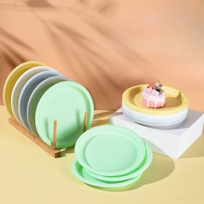 Plastikteller - Kreative bunte runde Teller - Haushaltsteller gegen Herunterfallen - Buffet-Salatplatten - Pastateller - Obstteller