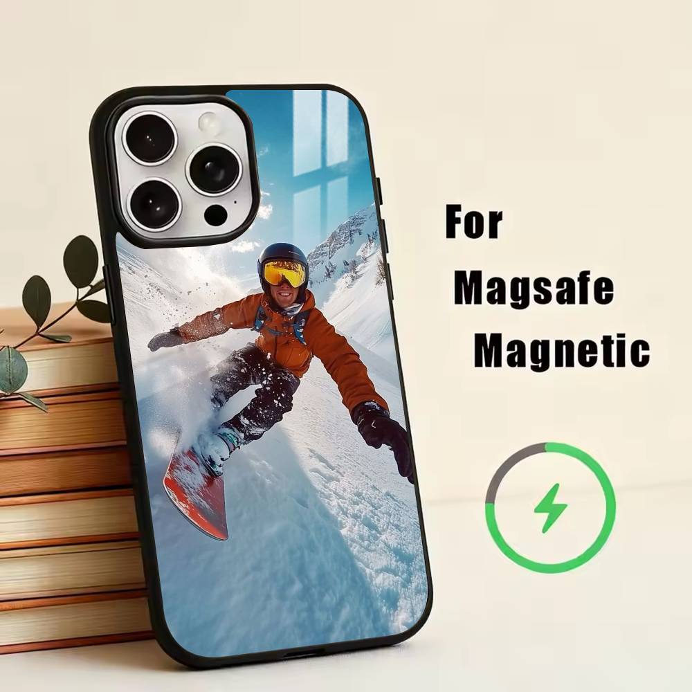 Snow Snowboard Ski -SS Phone Case For iPhone17,16,15,14,13,12,11 Plus,Pro Magnetic with Magsafe Wireless Charging