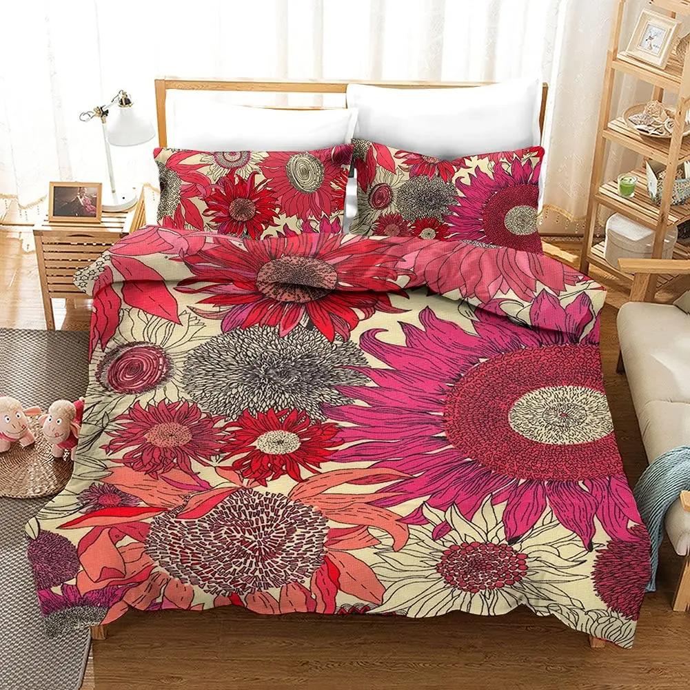 Lotus Daunendeckenbezug-Set Böhmisches Design Bettwäscheset mit Kissenbezug Bettbezug Dreiteiliges Set