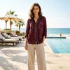 Herren Oversize Gestreiftes Hemd Locker Langarm Button-Down-Kragen Lässig Urlaubs-Strand-Top