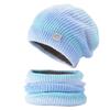 Hat autumn and winter Korean version gradual change color wool hat thickened warm ear protection cold knitted hat two-piece set