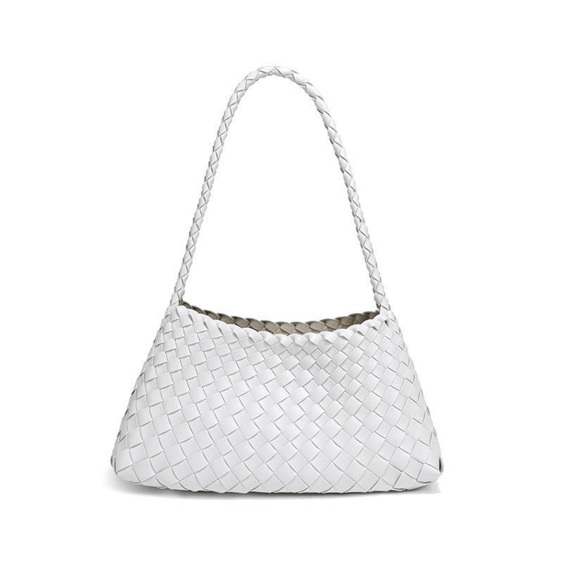 

New women s bags, fashionable hand-woven bags, portable vegetable baskets, shoulder bags, personalized crescent bags. 32*7*17cm