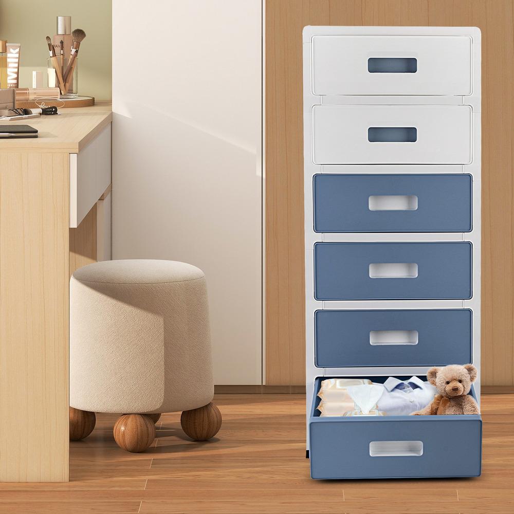 Bymaocar 33'' High 6-drawer Organizer/household Storage Cabinet Drawer Type Underwear Box Strong & Durable with Handles & Wheels