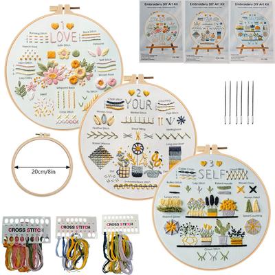 Kit de broderie DIY (1 set) adapté aux débutants, comprenant un ensemble d'outils, un ensemble de matériel de broderie et un kit de matériel de point de croix.