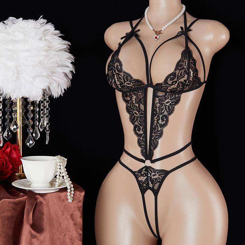 Teddy Doll Sexy Lingerie Women Exotic Temptation Black Open Bra Lace Backless Crotchless Bodysuit Sex Underwear Erotic Costumes