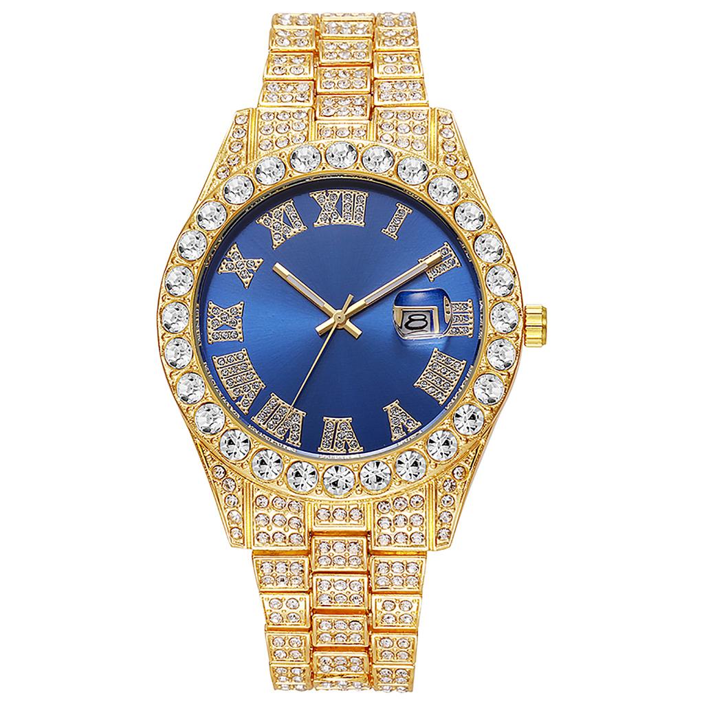 2025 Uhr Herren Persönlichkeit Hip Hop Stil Römische Diamant Quarz Uhr Herren