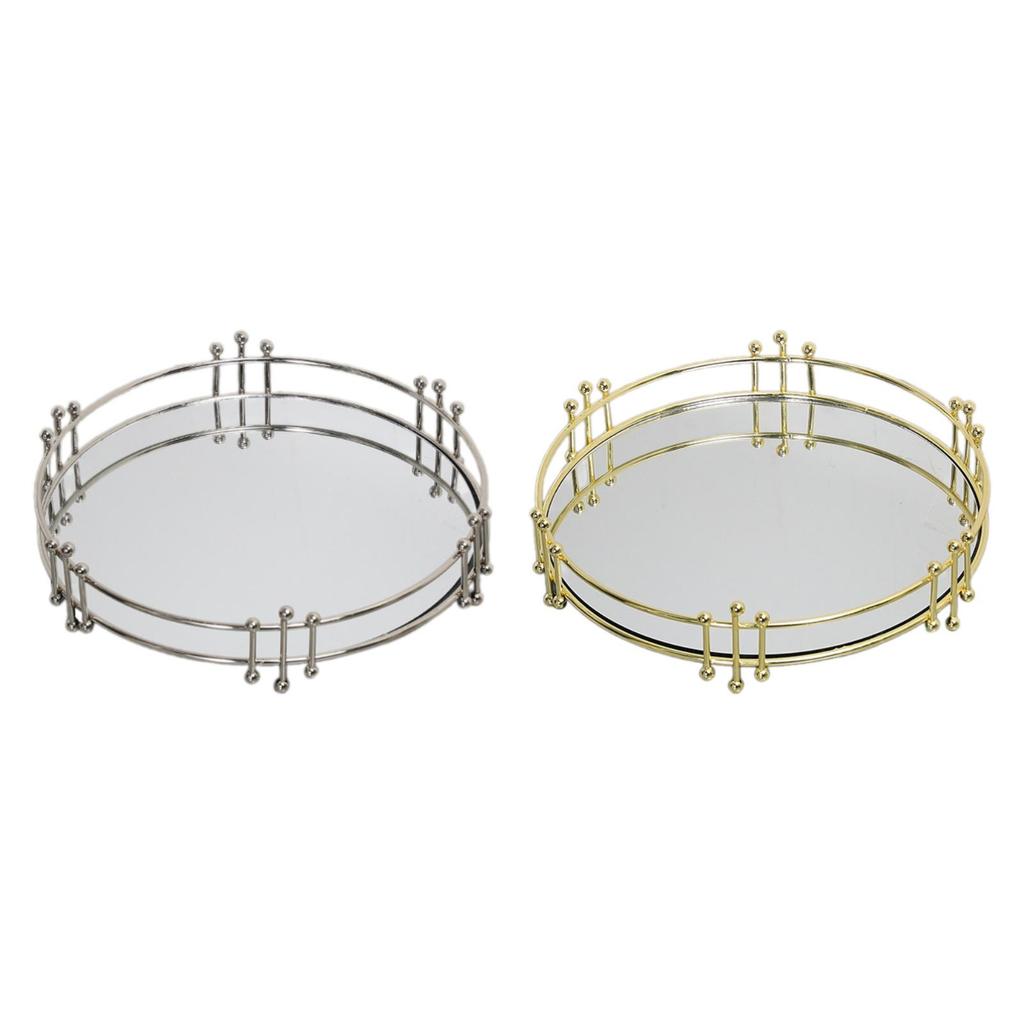 Vanity Tray Wall Mounted Mirror Round Mirrored Ideal Gift Jewelry Tray for