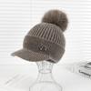 Winter New Duck Tongue Wool Hat Women's Thickened Warm Ear Protection Hairball Knitted Hat Cycling Cold Hat
