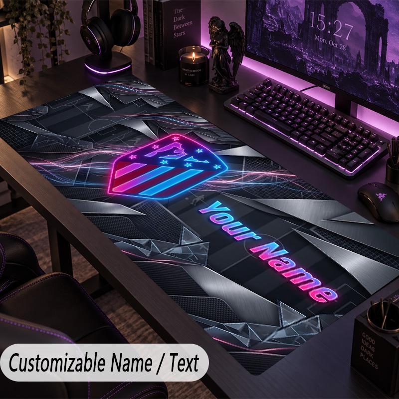 Custom Text Big Mousepad, Extended Desk Pad For Laptop Work GameAtletico Madrid FC