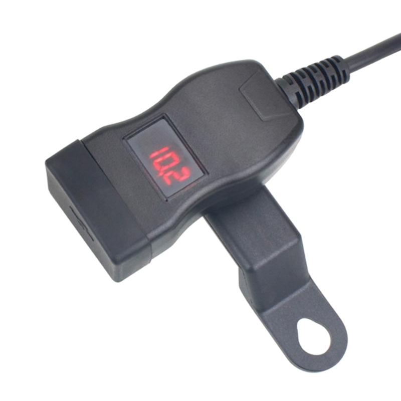 Double  USB Motorcycle Phone Charger 6.8A Fast Charging with Voltmeter Waterproof Motorcycle USB Charger Simple Installs