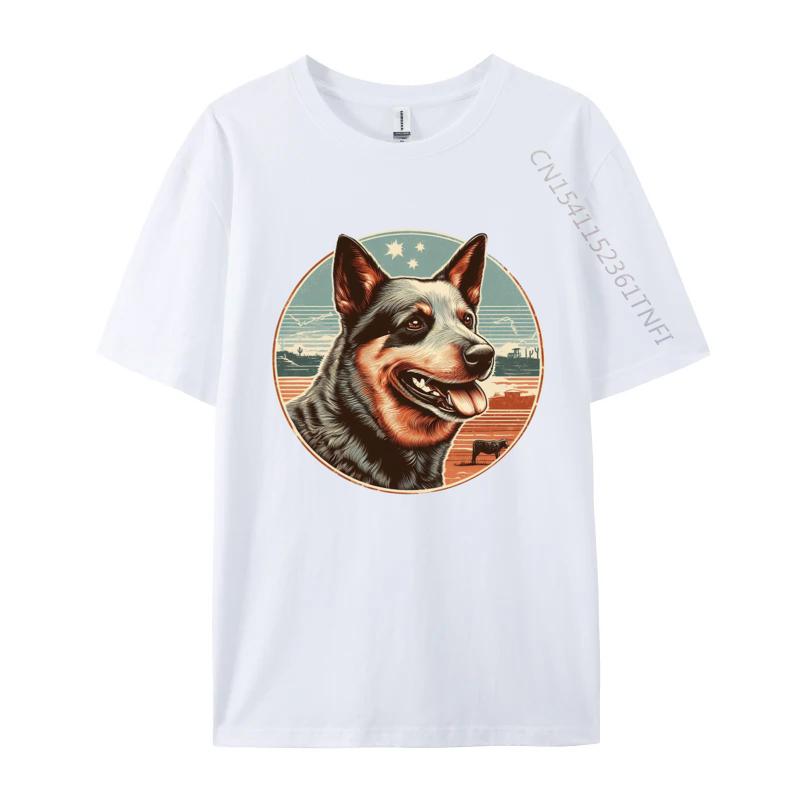 

Vintage Australian Cattle Dog Tshirt Dog Lover Tshirt Animal Funny Pure Cotton Tee Shirts Adult Tops Tees S