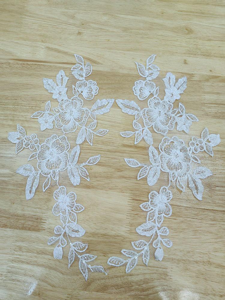 Factory Direct Sales Three-Dimensional Bead Lace Embroidery Piece Lace Accessories Wedding Dress Diy Cloth Sticker To Flower Decoration Decal