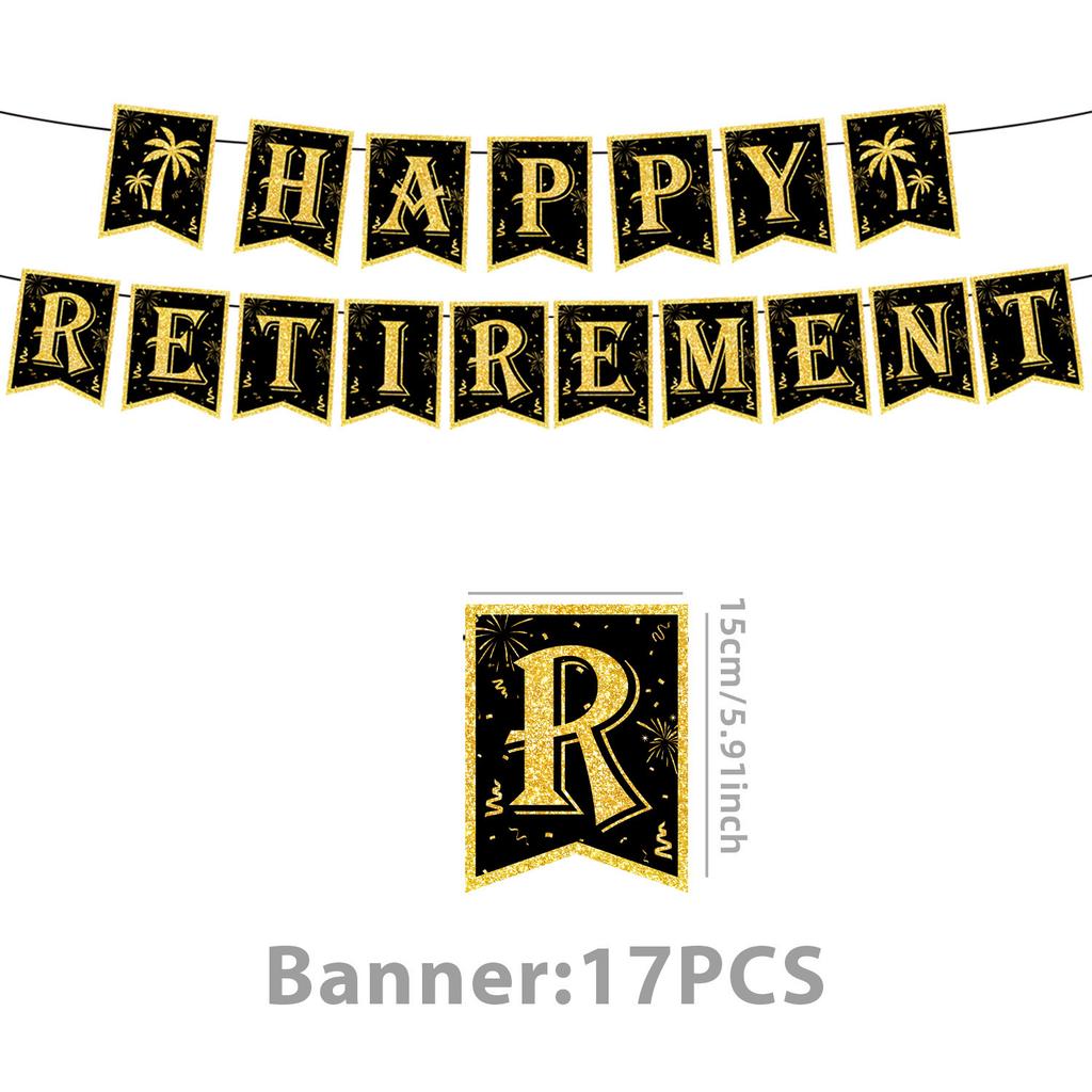 Popular Retirement Theme Party Supplies Retirement Decoration Layout Props Tableware Banners Flag Party Decoration Spiral