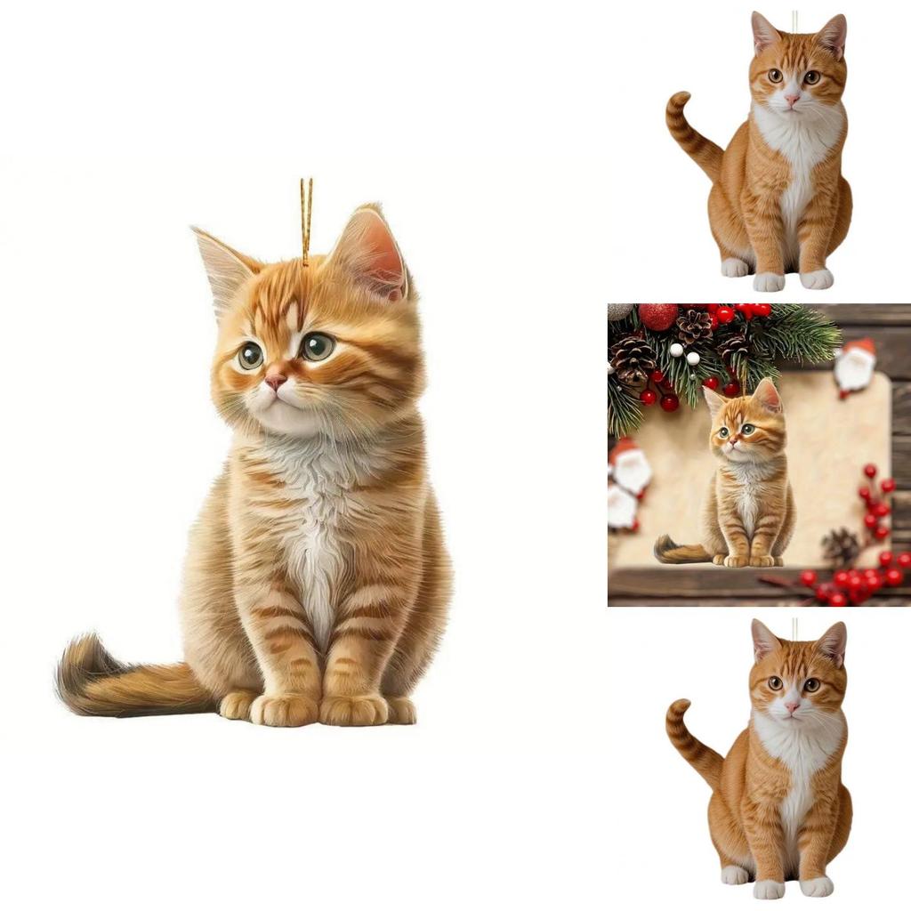 Niedlicher Oranger Katzenmuster Acryl Anhänger Für Roadtrip Zubehör