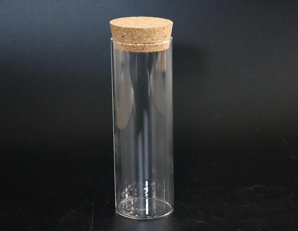 Glass Square Cylinder Pot, Large, with Cork, Cork-Stopped Glass Bottles, 6 Pieces