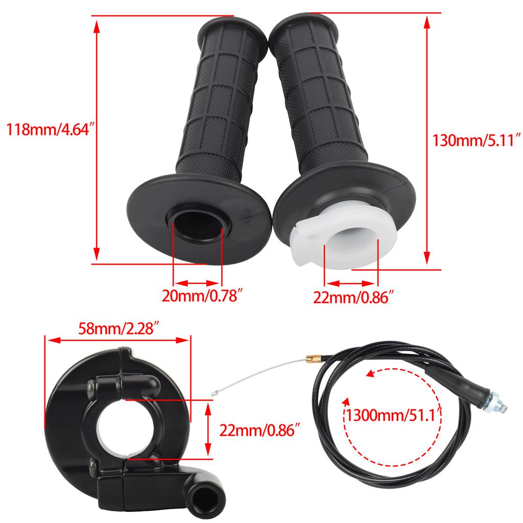 7/8" 22mm Motocross Grips Hand Grip With 1270mm Throttle Twist Cable Enduro ATV Quad Pit Dirt Bike Accessories Motorcycle Racing