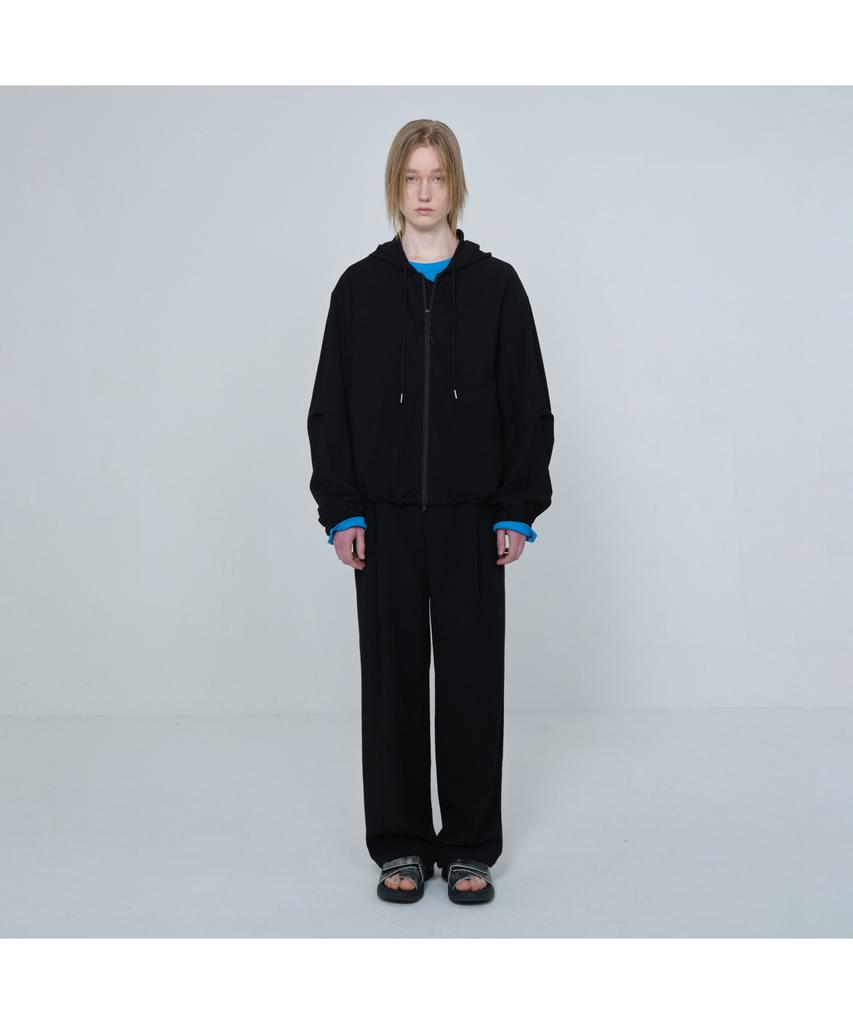 Customellow [Online Only] Black Crinkled Hood Zip Jacket Cquam26211Bkx