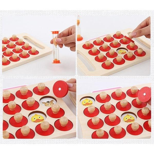 Wooden Memory Game Board with Interchangeable Pegs and Hourglass